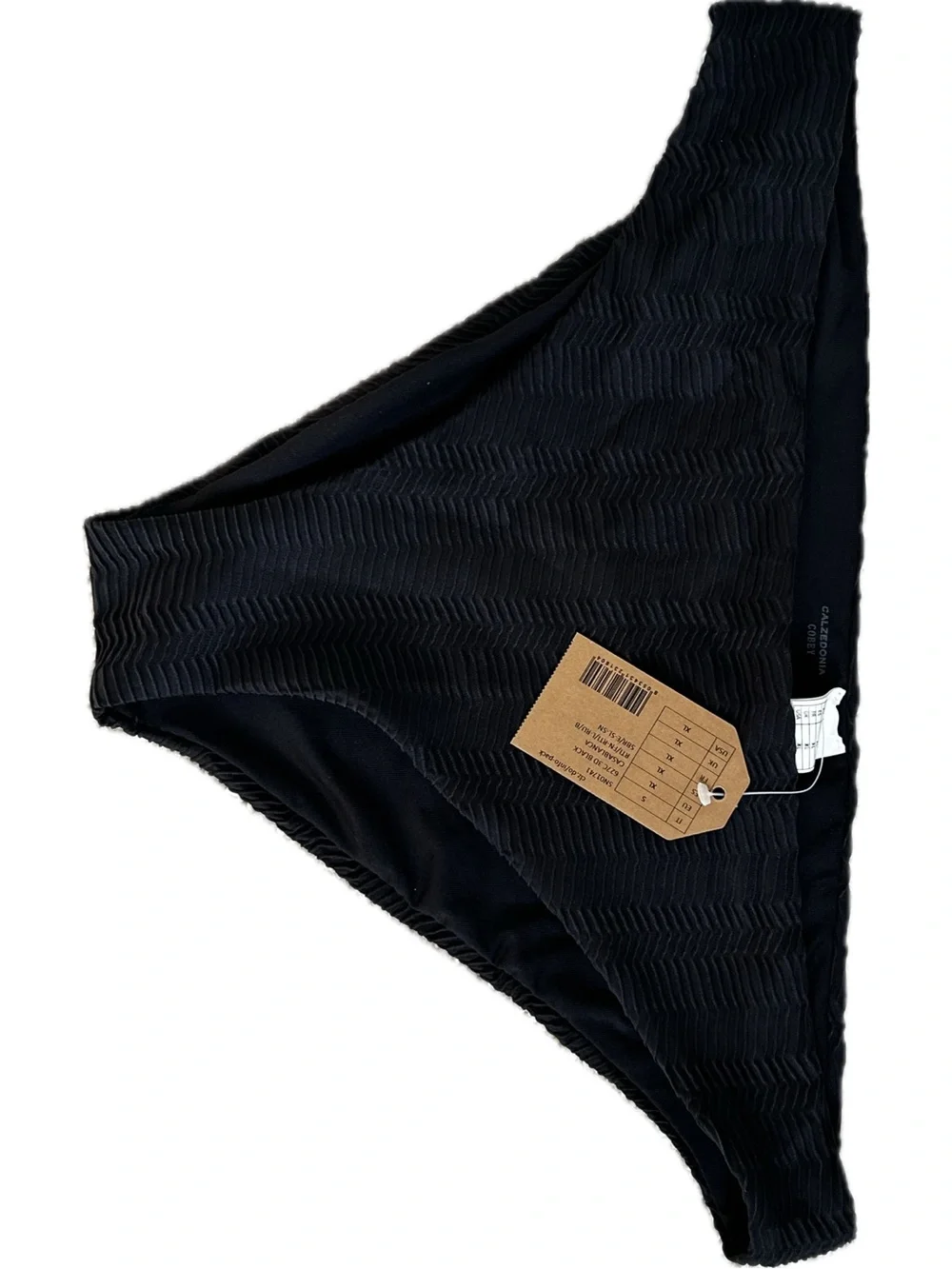 NWT Calzedonia Black Textured High-Cut Bikini Bottom - Women Swim XL